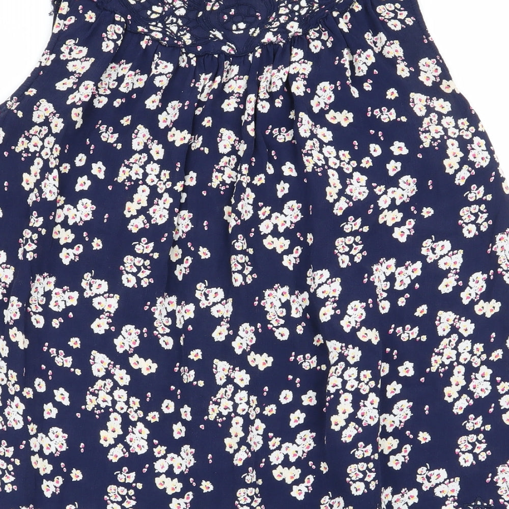 River Island Womens Blue Floral  Basic Blouse Size 8
