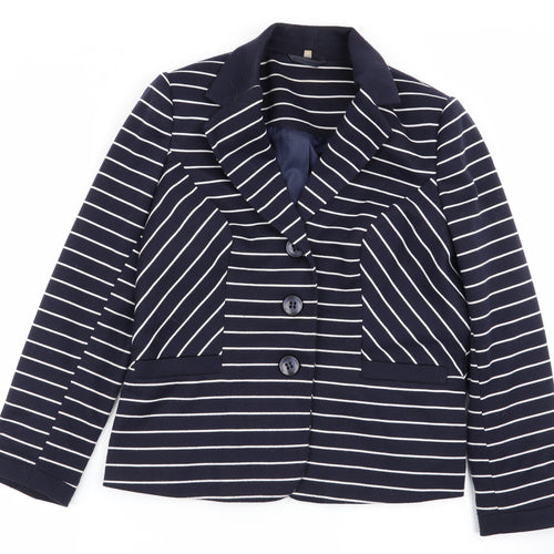 isle Womens Multicoloured Striped  Jacket Blazer Size 12