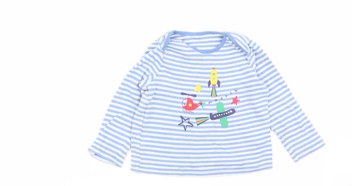 F&F Boys Multicoloured Striped  Babydoll Pyjama Top Size 18-24 Months