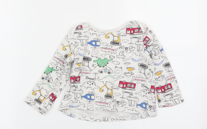 F&F Boys White Geometric  Babydoll Pyjama Top Size 12-18 Months