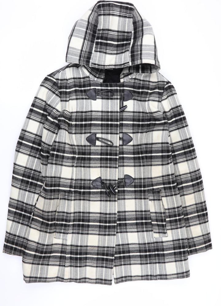 jess Womens Multicoloured Check Overcoat Coat Size 16