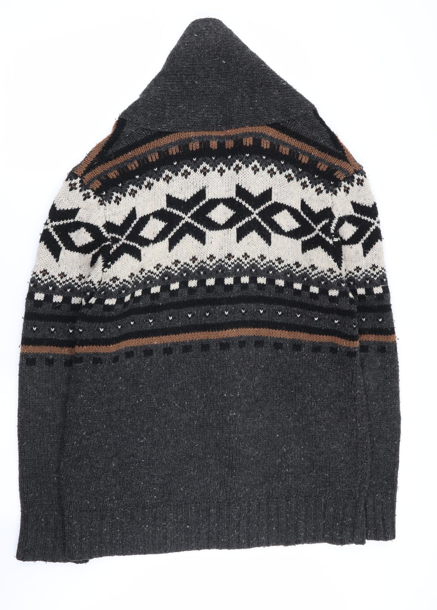 projekraw Mens Multicoloured Geometric  Cardigan Jumper Size L