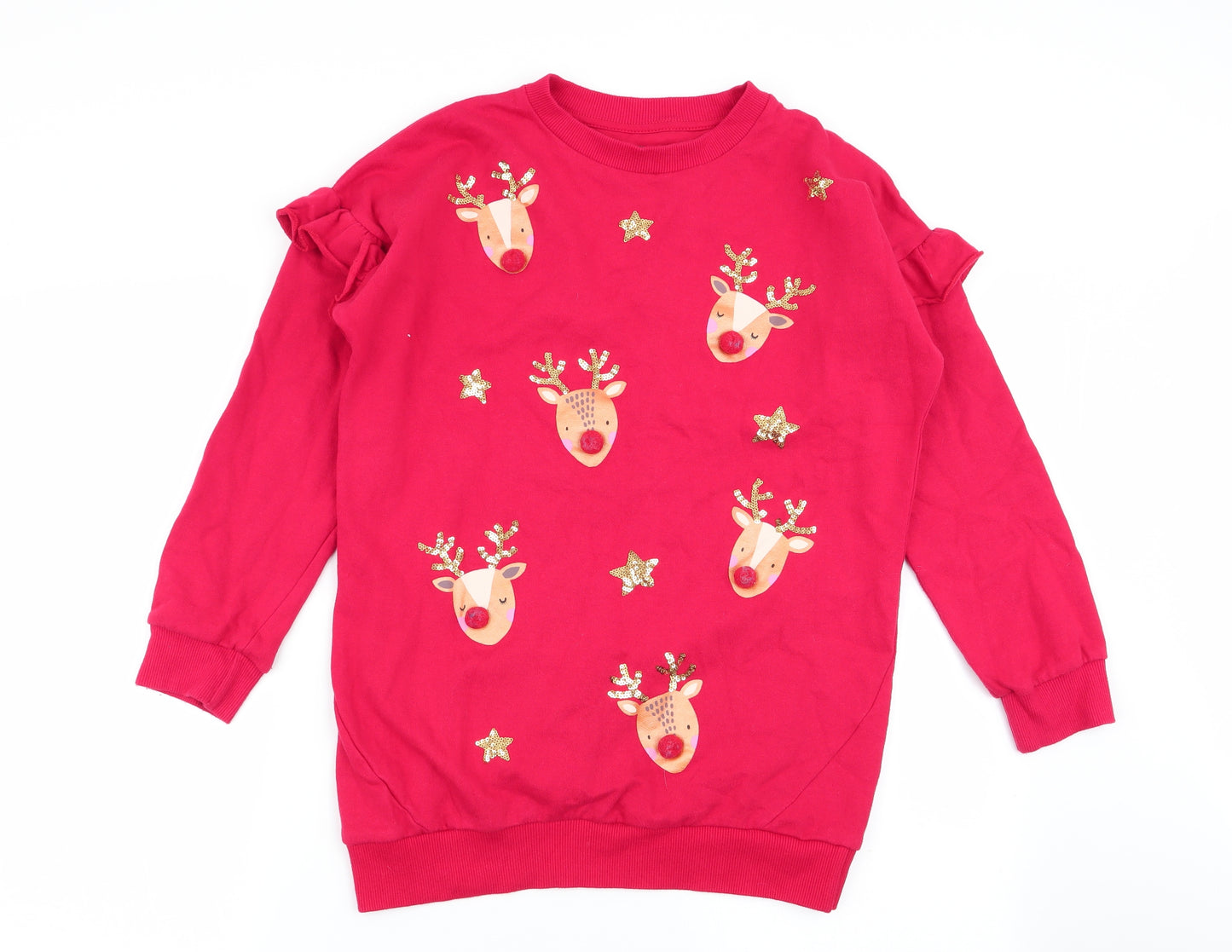 F&F Girls Red   Pullover Jumper Size 11-12 Years  - christmas