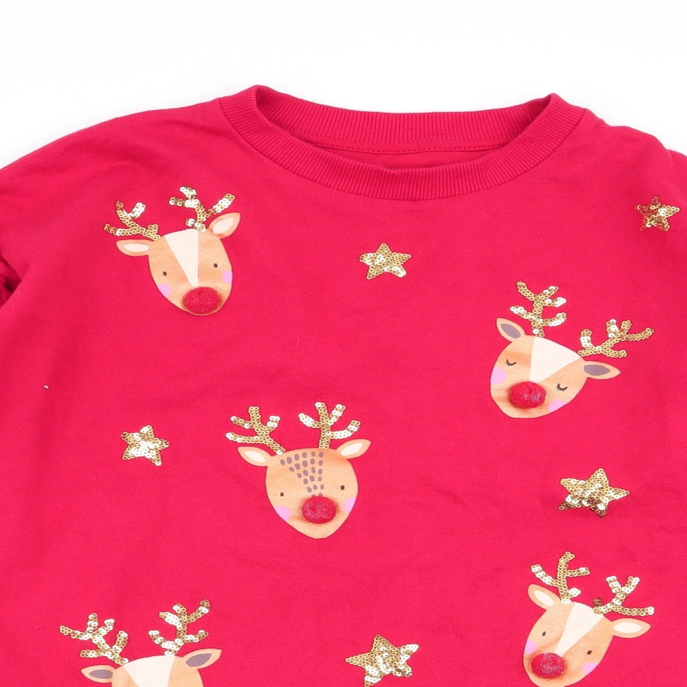 F&F Girls Red   Pullover Jumper Size 11-12 Years  - christmas