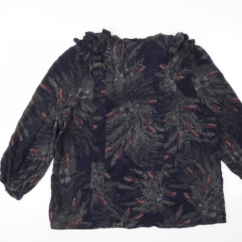 NEXT Womens Blue Floral  Basic T-Shirt Size 14