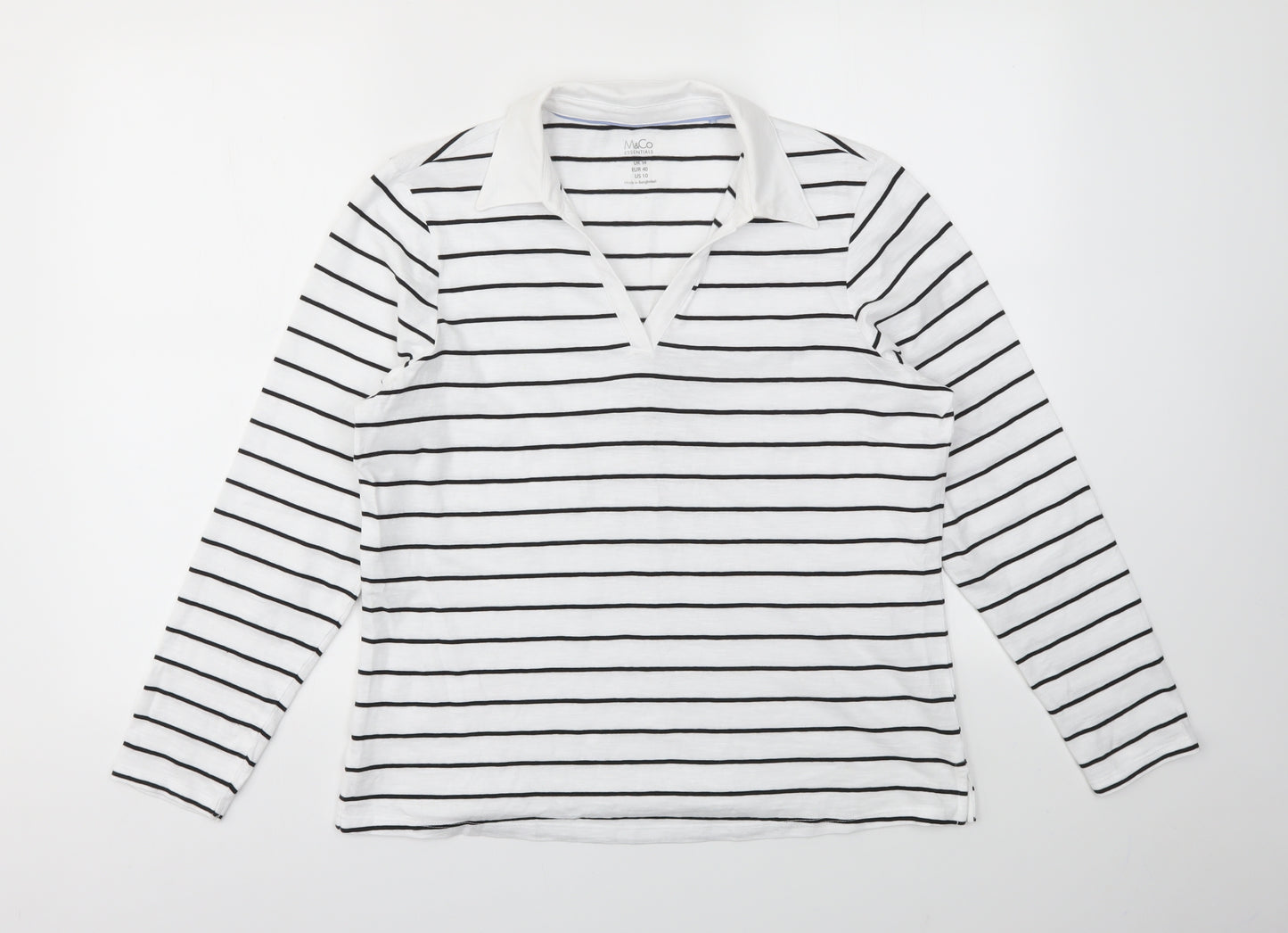 M&Co Womens Multicoloured Striped  Basic T-Shirt Size 14