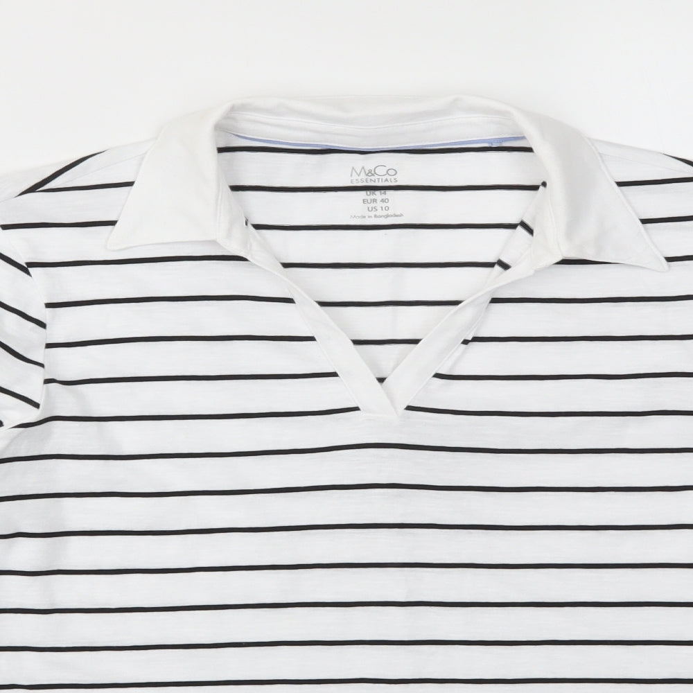 M&Co Womens Multicoloured Striped  Basic T-Shirt Size 14