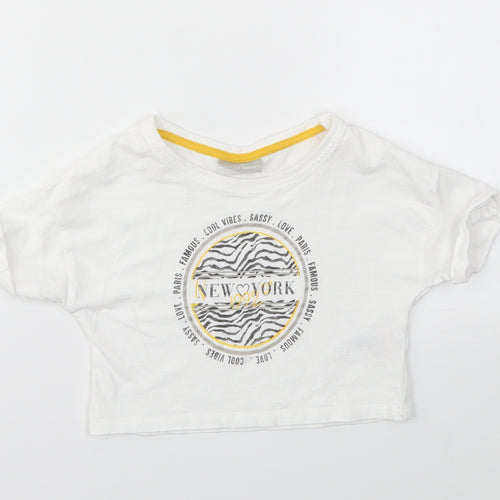 Matalan Girls White   Basic T-Shirt Size 6 Years