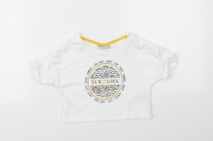Matalan Girls White   Basic T-Shirt Size 6 Years