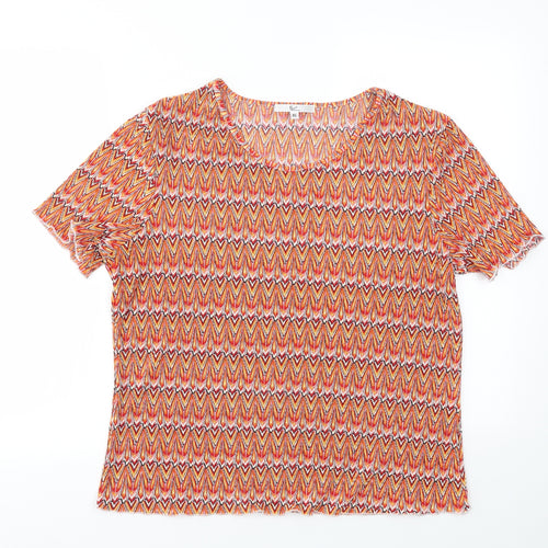 Klass Womens Orange Geometric  Basic T-Shirt Size XL