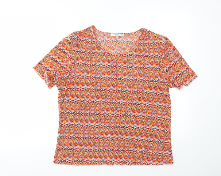 Klass Womens Orange Geometric  Basic T-Shirt Size XL