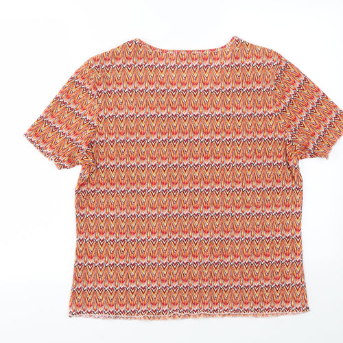 Klass Womens Orange Geometric  Basic T-Shirt Size XL