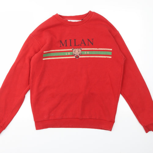 TOPSHOP  Womens Red Geometric  Pullover Jumper Size S