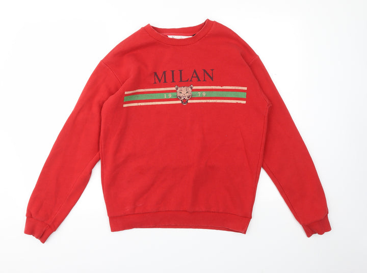 TOPSHOP  Womens Red Geometric  Pullover Jumper Size S