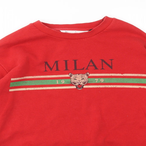 TOPSHOP  Womens Red Geometric  Pullover Jumper Size S