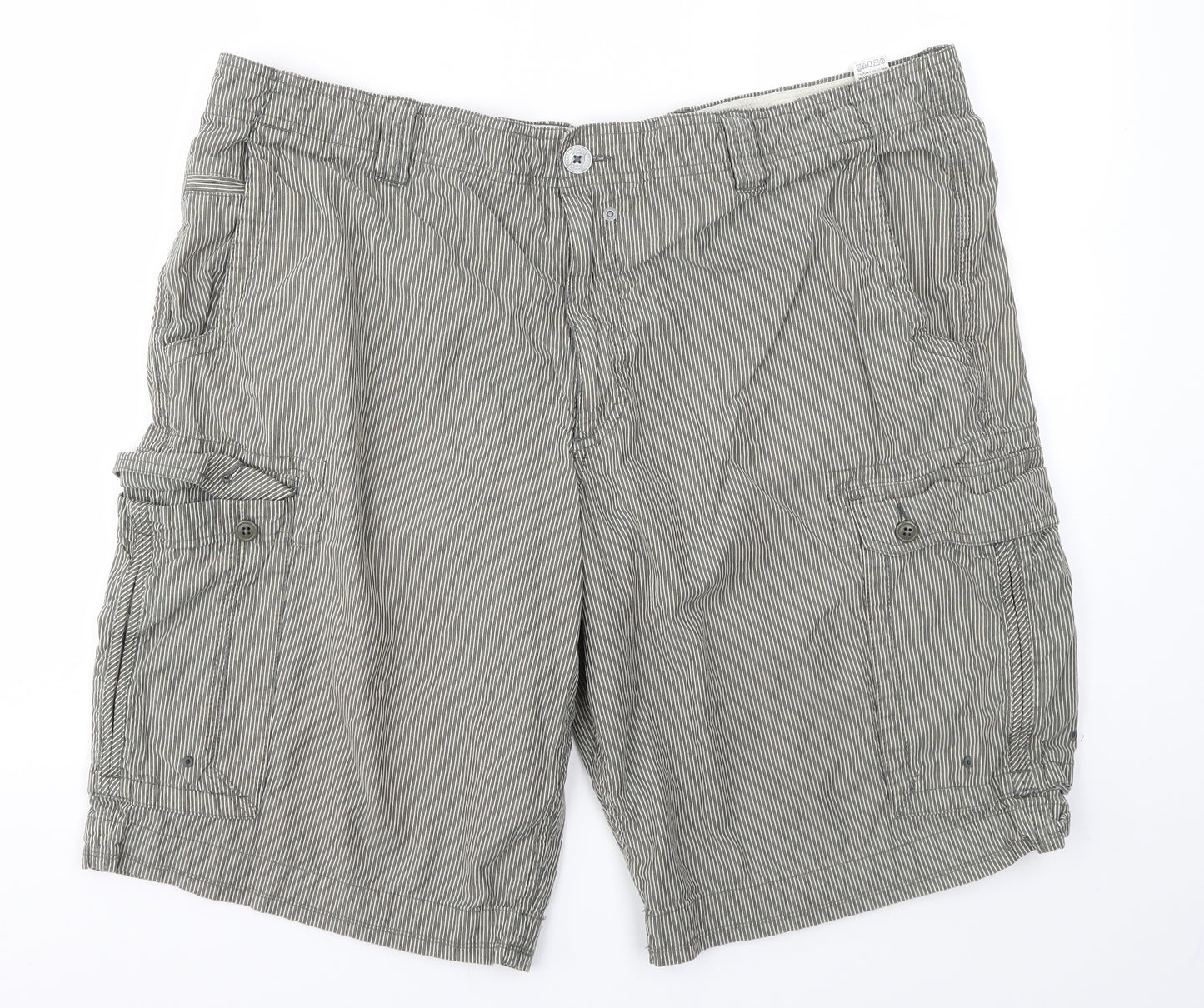 M&S Mens Green Striped  Chino Shorts Size 42 in