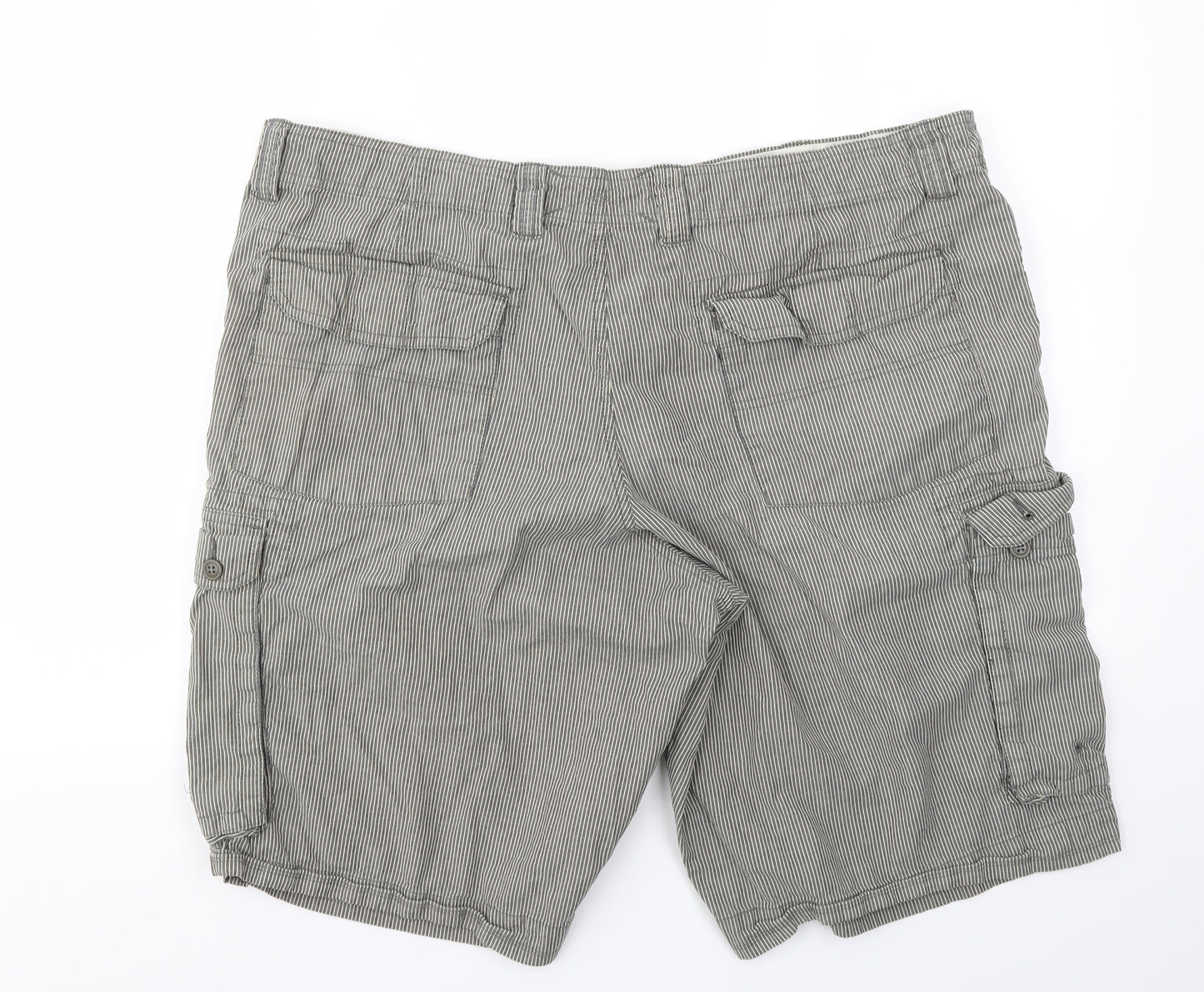 M&S Mens Green Striped  Chino Shorts Size 42 in