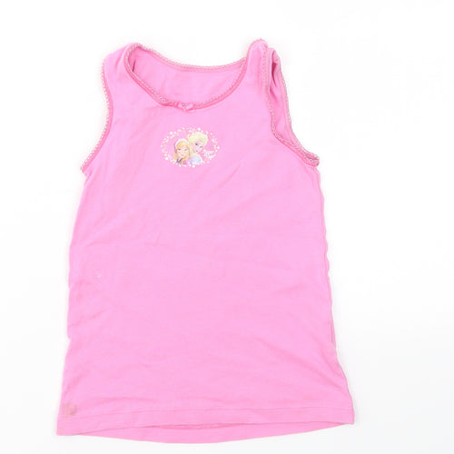 M&S Girls Pink Geometric  Basic T-Shirt Size 5-6 Years