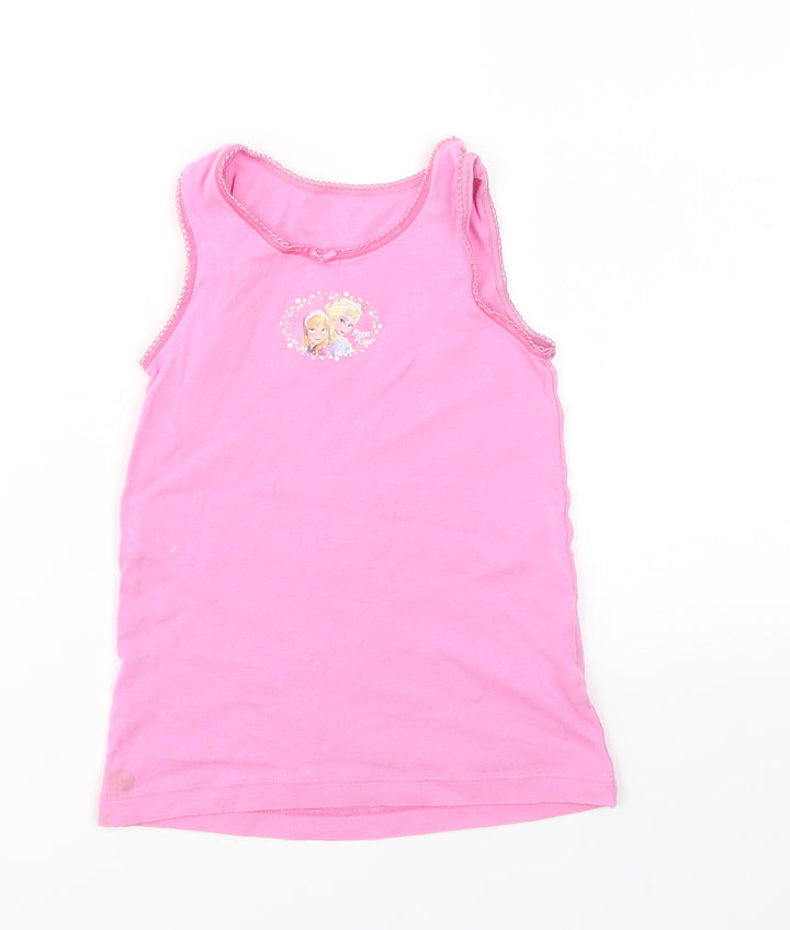 M&S Girls Pink Geometric  Basic T-Shirt Size 5-6 Years