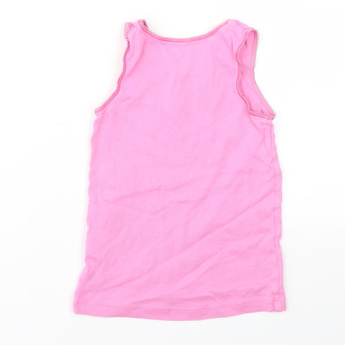 M&S Girls Pink Geometric  Basic T-Shirt Size 5-6 Years