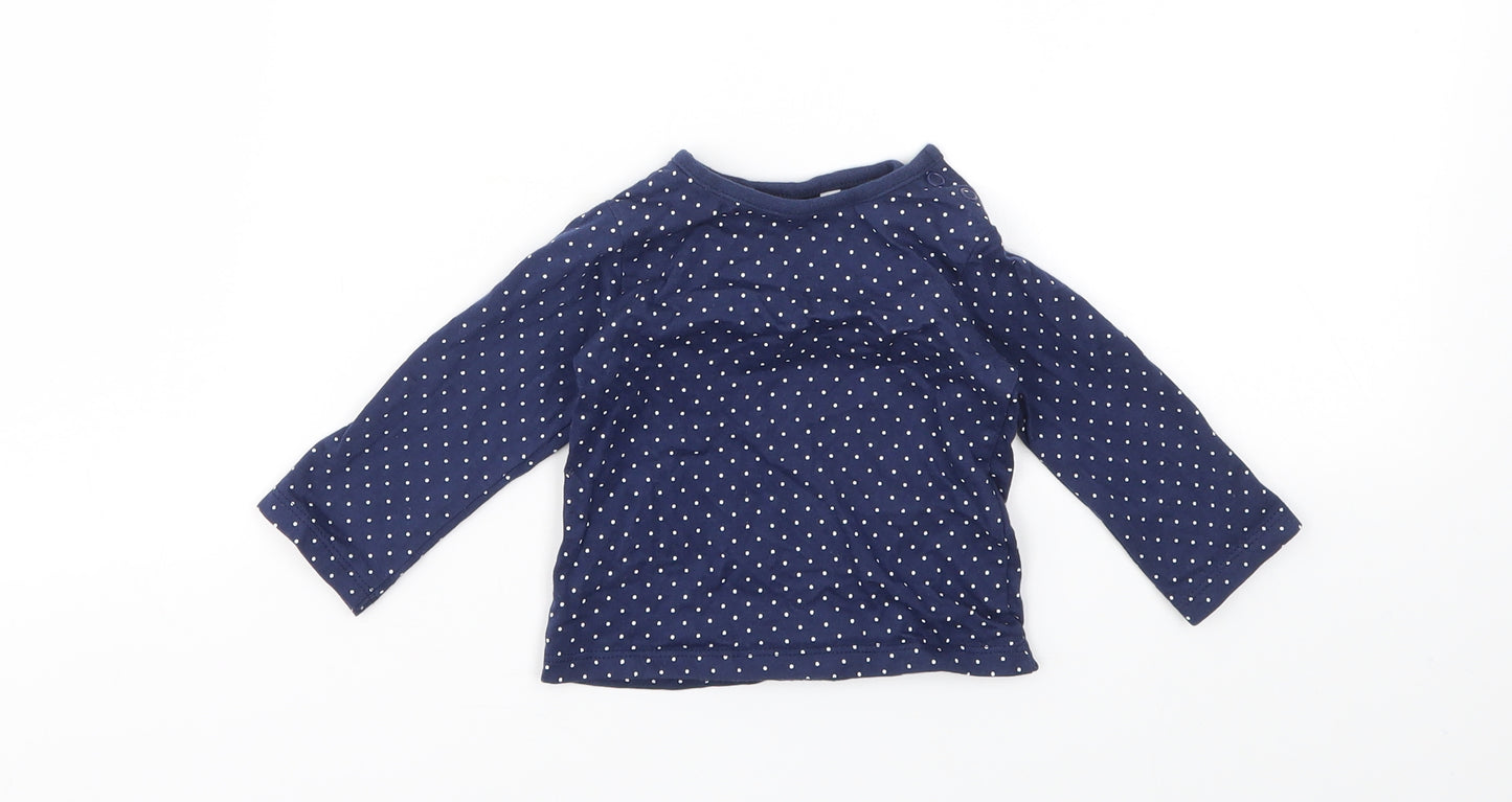 Debenhams Girls Blue Spotted  Basic T-Shirt Size 3-6 Months