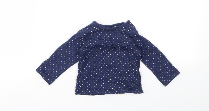 Debenhams Girls Blue Spotted  Basic T-Shirt Size 3-6 Months