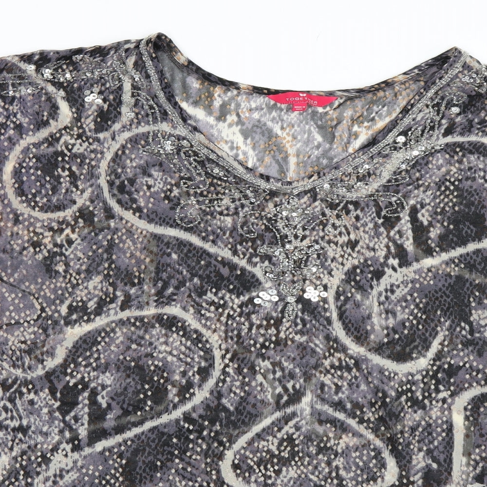 Together Womens Black Geometric  Basic Blouse Size 22