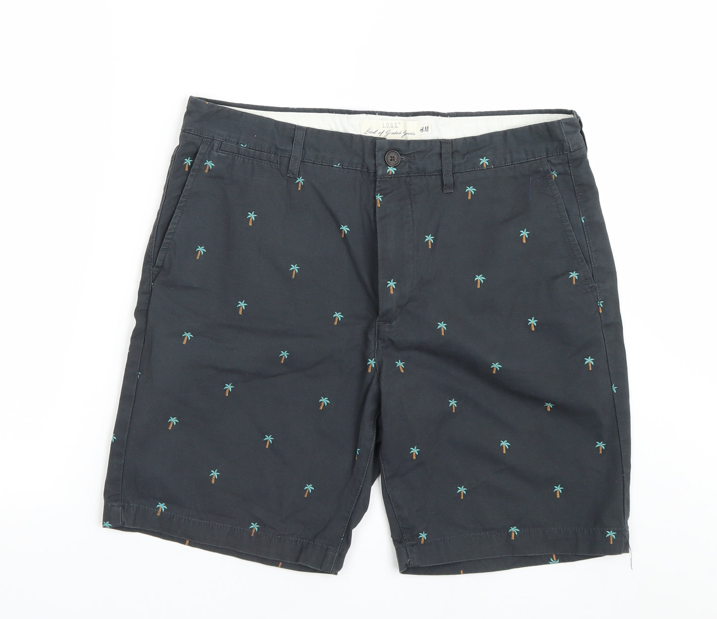 H&M Mens Grey Floral  Chino Shorts Size 34