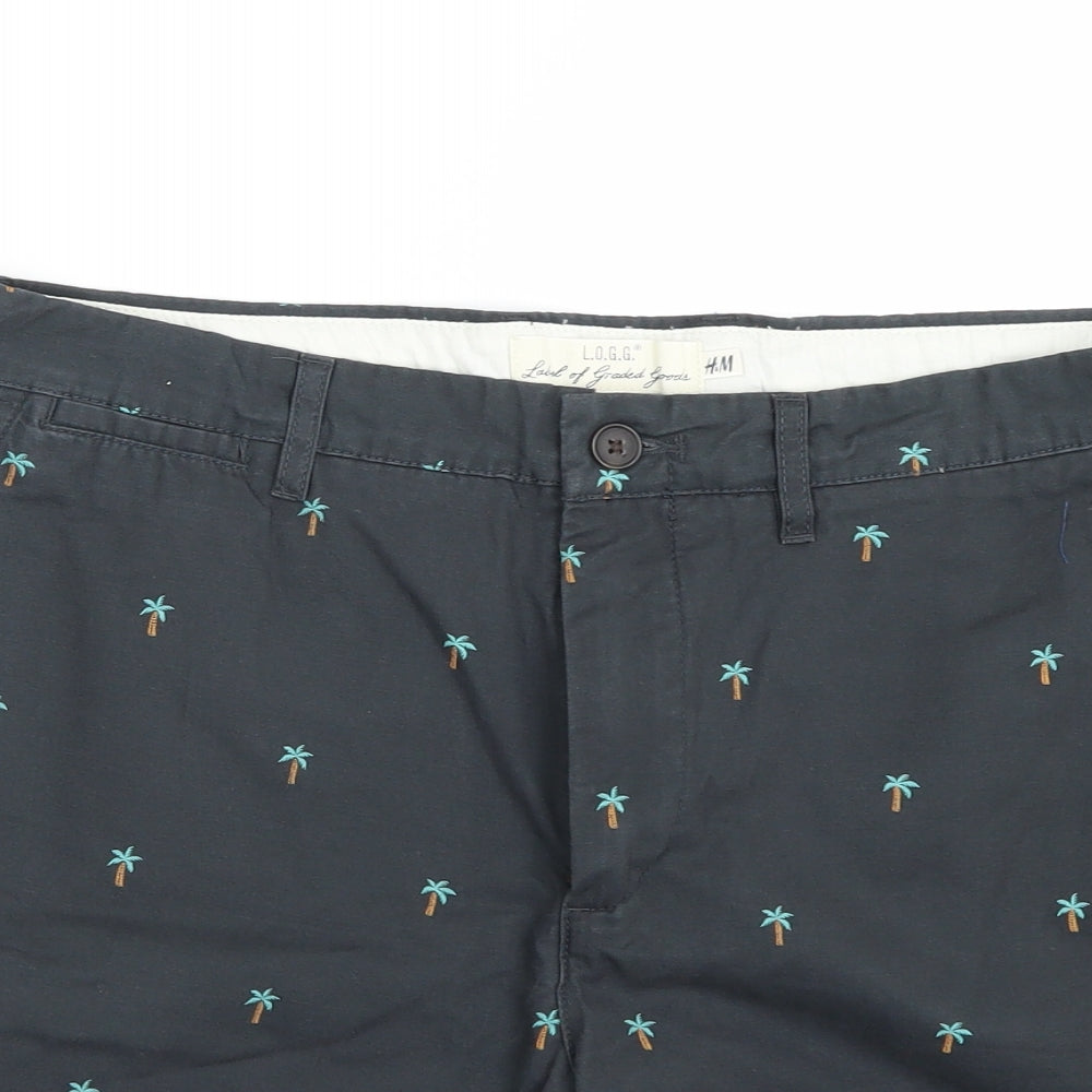 H&M Mens Grey Floral  Chino Shorts Size 34