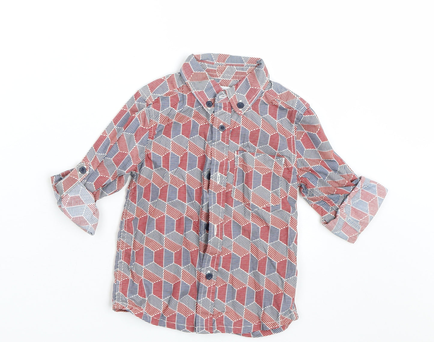 Bows & arrows Boys Red Geometric  Basic Button-Up Size 2-3 Years