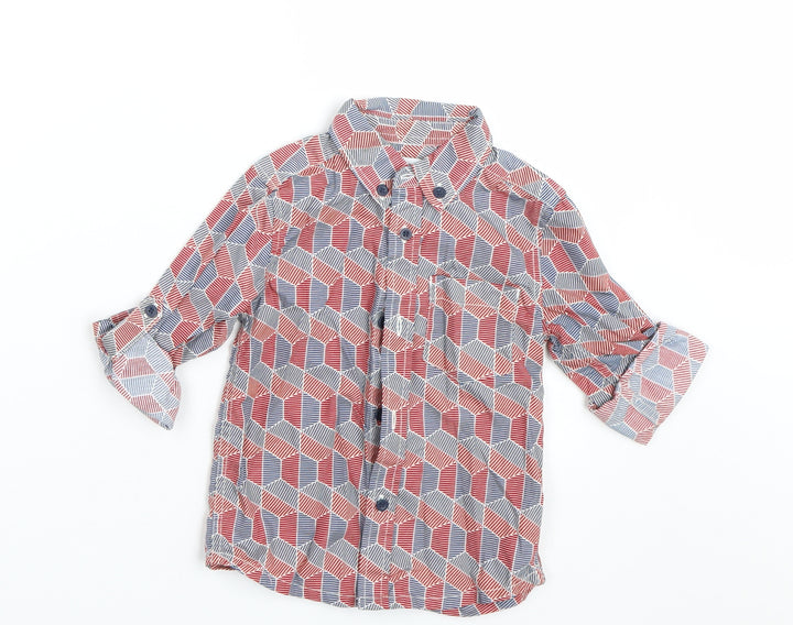 Bows & arrows Boys Red Geometric  Basic Button-Up Size 2-3 Years