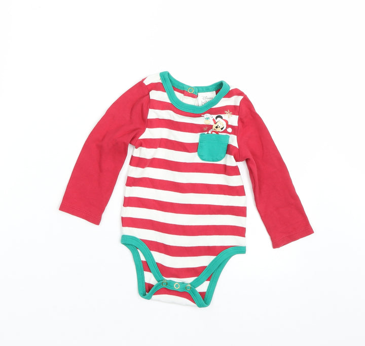 Disney Baby Red Striped  Basic T-Shirt Size 12-18 Months  - Disney Christmas