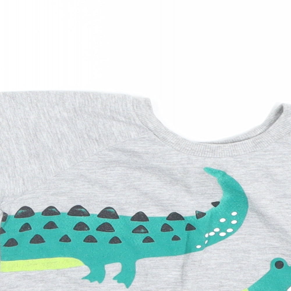 Matalan Boys Grey   Basic T-Shirt Size 9-12 Months  - crocodile