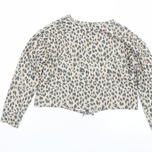 George Girls Beige Animal Print  Basic T-Shirt Size 6-7 Years