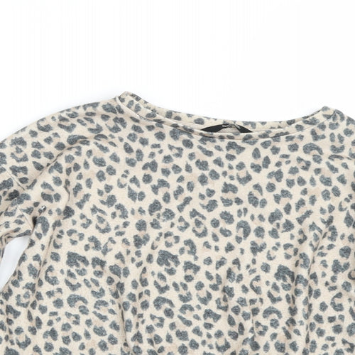 George Girls Beige Animal Print  Basic T-Shirt Size 6-7 Years
