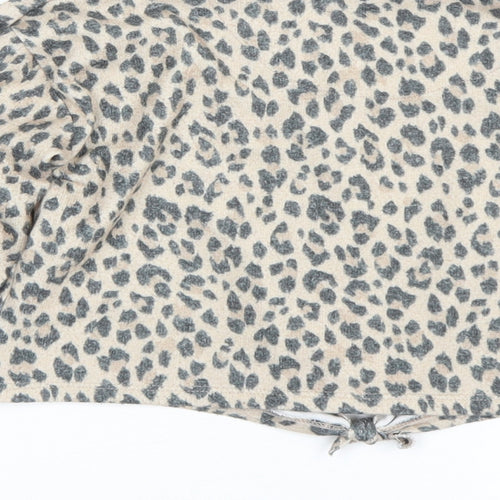 George Girls Beige Animal Print  Basic T-Shirt Size 6-7 Years