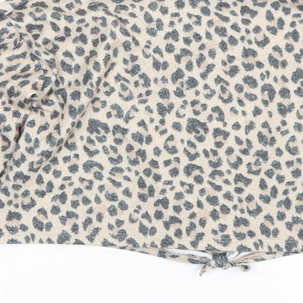 George Girls Beige Animal Print  Basic T-Shirt Size 6-7 Years