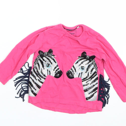 Bluezoo Girls Pink   Basic T-Shirt Size 12-18 Months  - Zebra