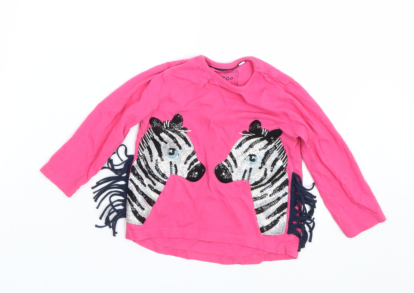 Bluezoo Girls Pink   Basic T-Shirt Size 12-18 Months  - Zebra