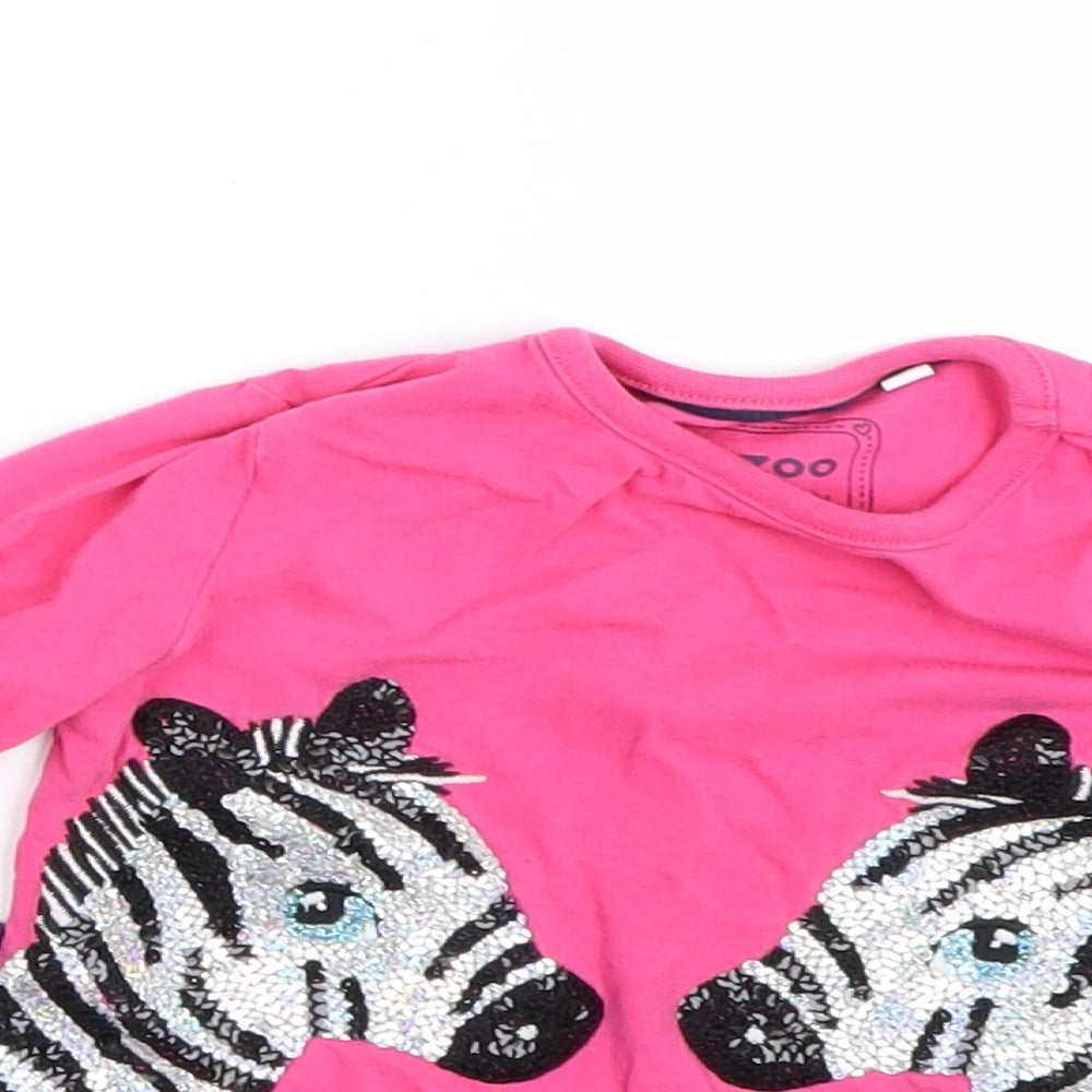 Bluezoo Girls Pink   Basic T-Shirt Size 12-18 Months  - Zebra