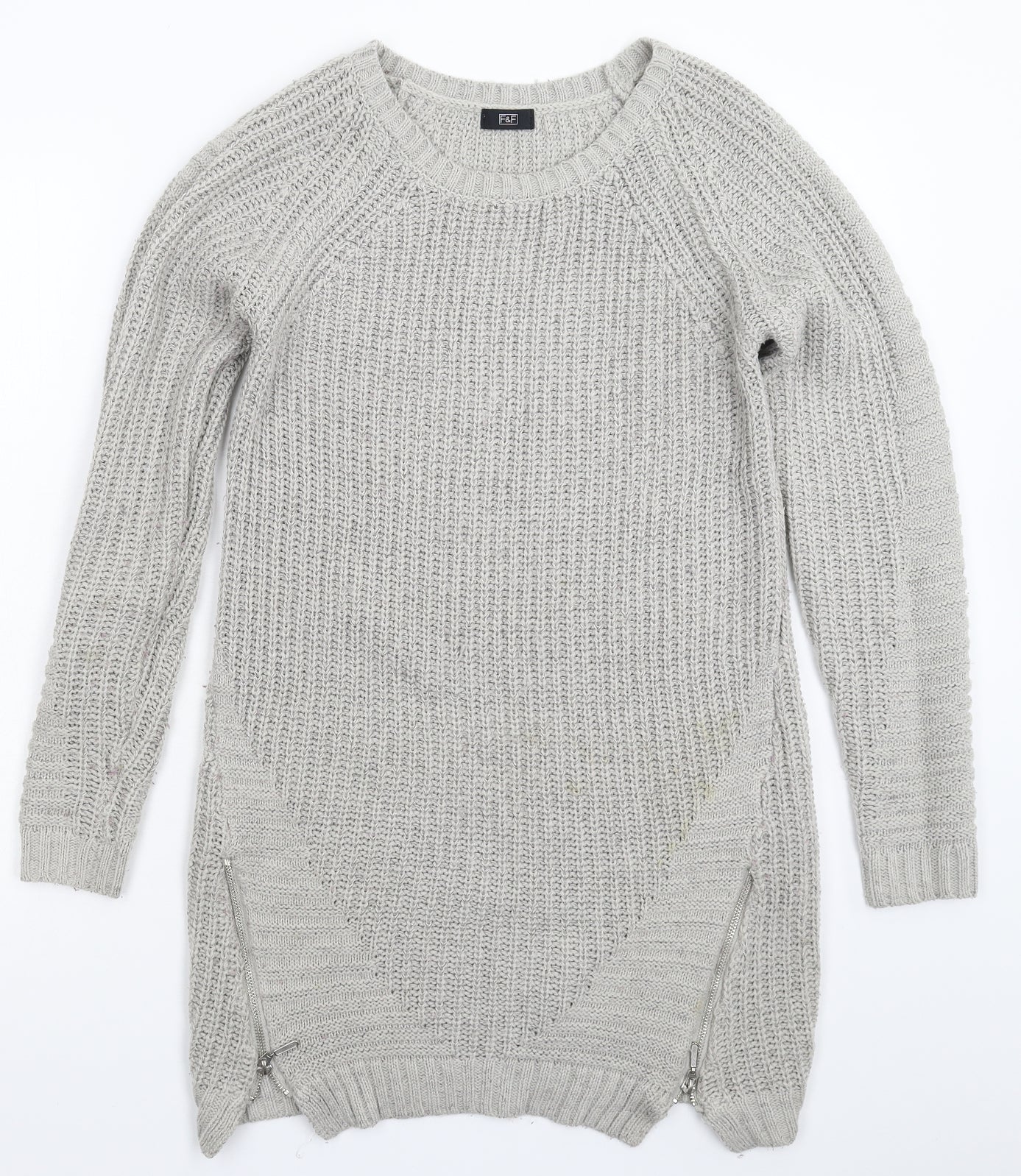 F&F Womens Grey  Knit Jumper Dress  Size 12