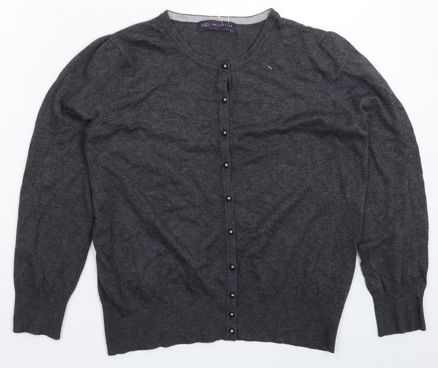 Marks and Spencer Womens Grey  Knit Cardigan Jumper Size 14