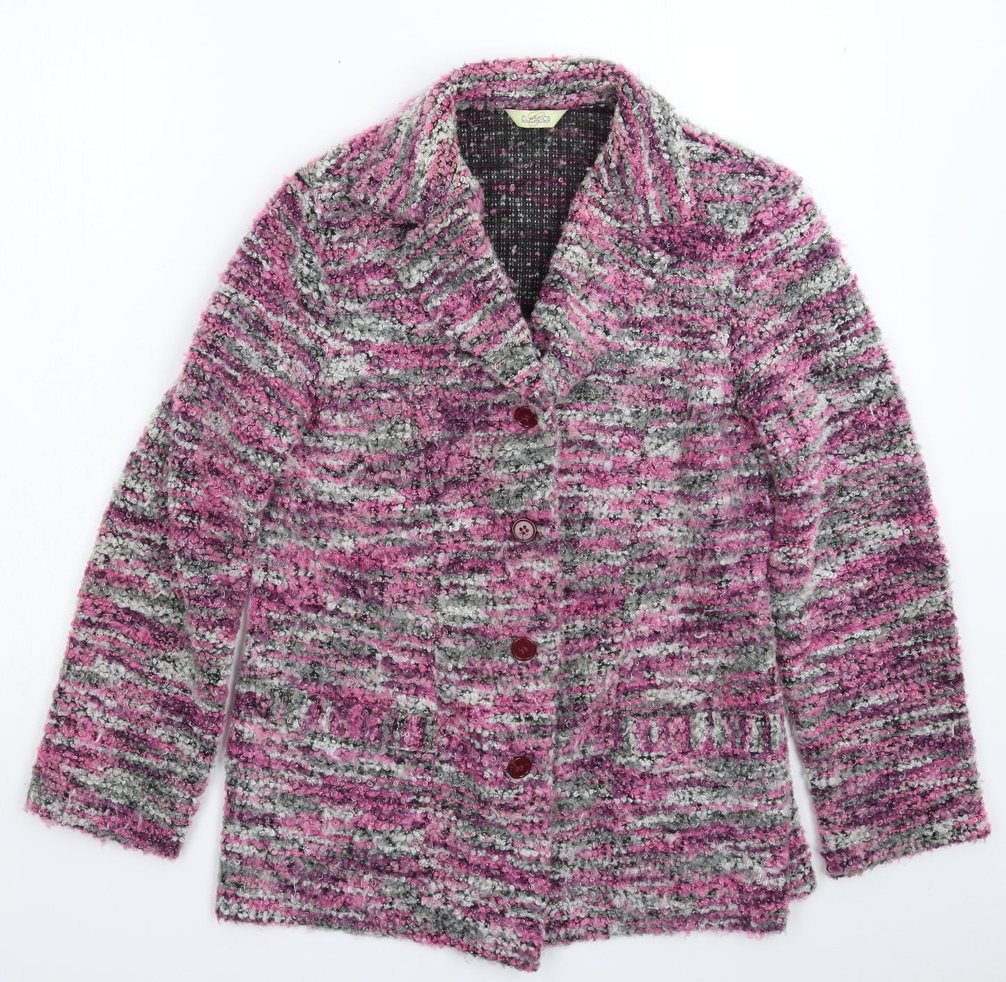 Classics Womens Multicoloured  Knit Jacket Coatigan Size 12