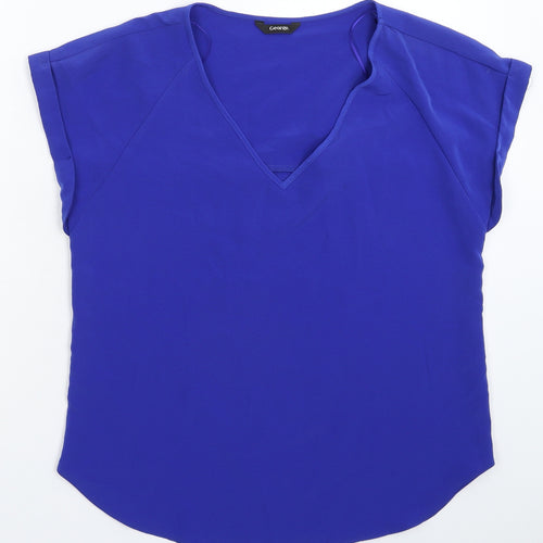 George Womens Blue  Satin Basic Blouse Size 10