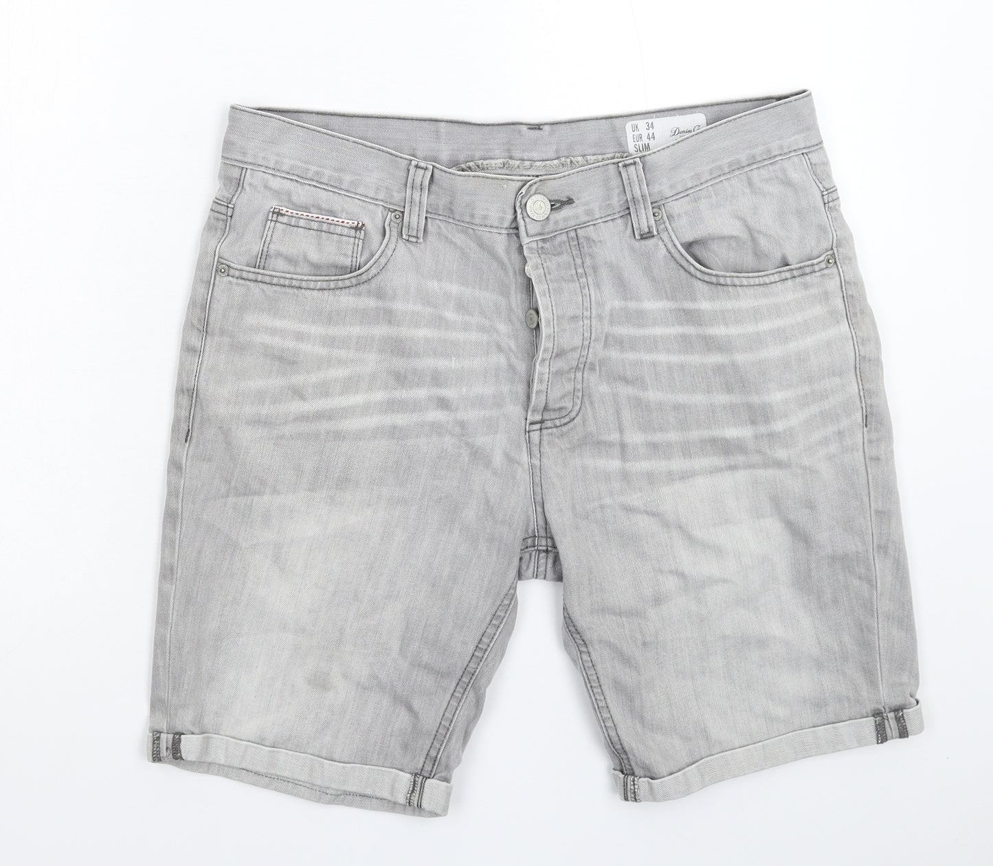 Denim & Co. Mens Grey  Denim Bermuda Shorts Size 34