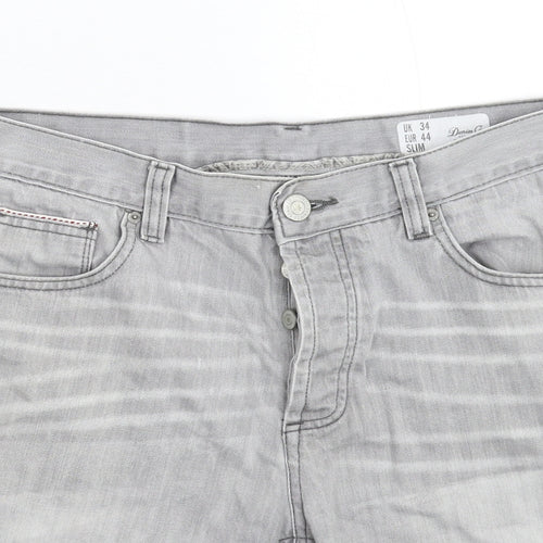 Denim & Co. Mens Grey  Denim Bermuda Shorts Size 34