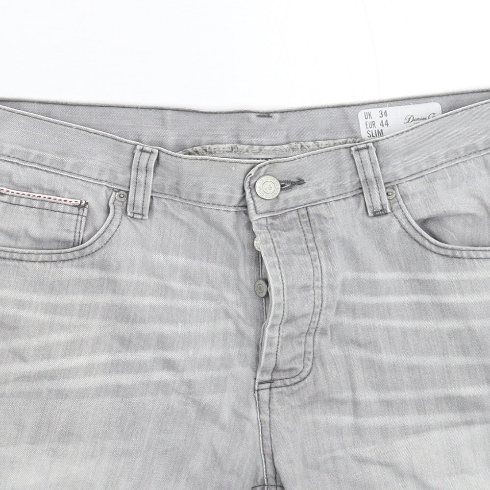Denim & Co. Mens Grey  Denim Bermuda Shorts Size 34