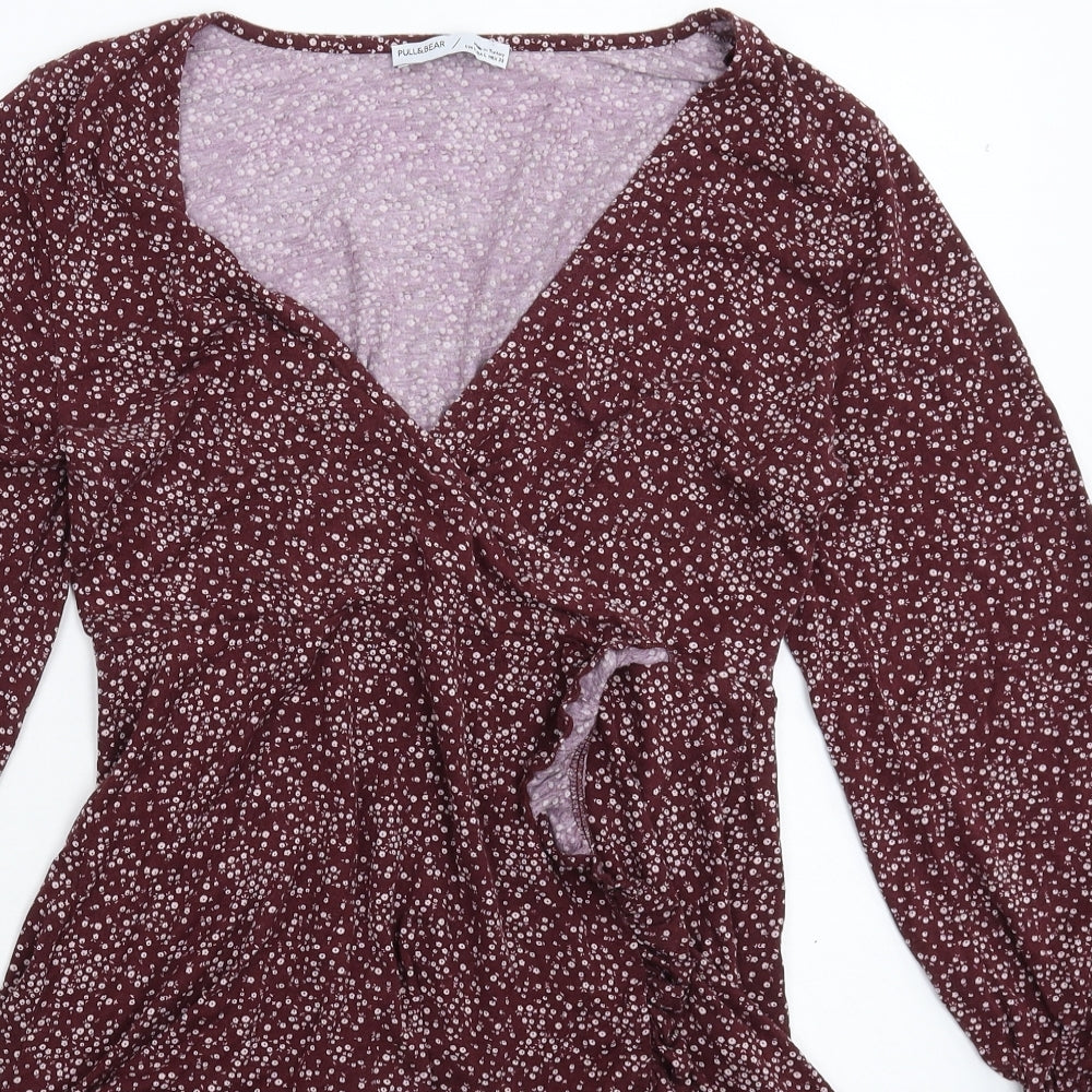 Pull&Bear Womens Grey Floral  Fit & Flare  Size L