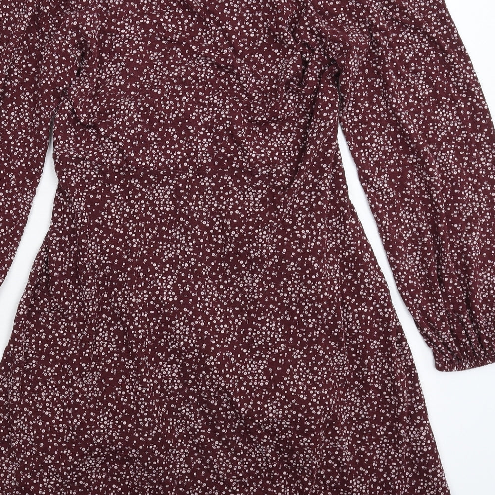 Pull&Bear Womens Grey Floral  Fit & Flare  Size L