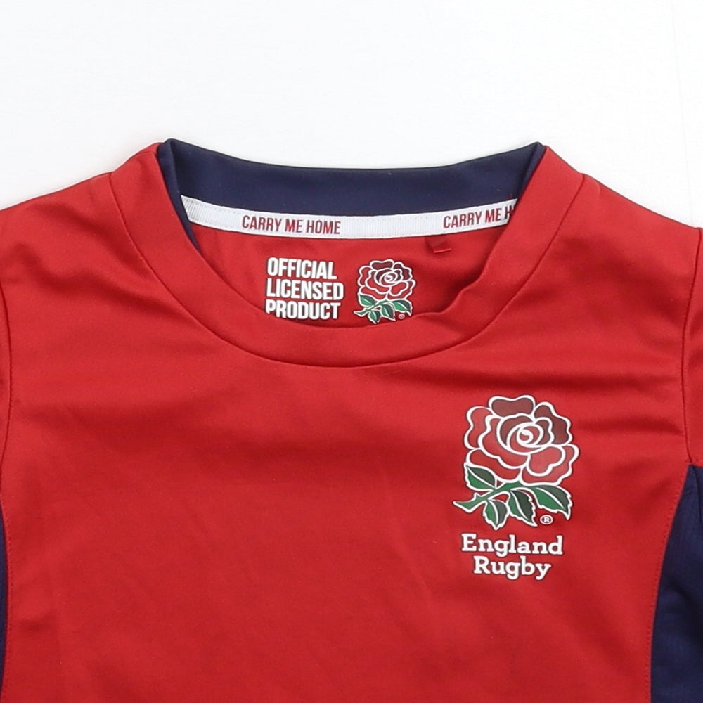 England Rugby Boys Red   Jersey T-Shirt Size 3-4 Years